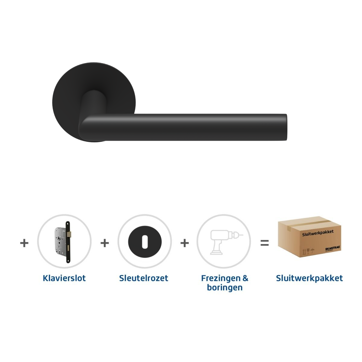 Sluitwerkpakketten met Deurkruk Orbit 19 Flat Zwart